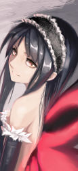 Rule 34 | 10s, 1girl, accel world, bad id, bad pixiv id, bare shoulders, black hair, butterfly wings, elbow gloves, gloves, insect wings, kuroyukihime, lamchun (2006), looking back, red eyes, solo, wings