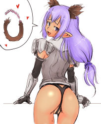 Rule 34 | animal ears, ass, blush, character request, panties, pointy ears, shiriana, sketch, smile, tail, thong, underwear