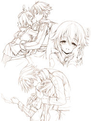 Rule 34 | 1boy, 1girl, :d, age difference, child, couple, eiyuu densetsu, closed eyes, falcom, from side, hakuleg, half-closed eyes, hand on another&#039;s back, hand on another&#039;s cheek, hand on another&#039;s chest, hand on another&#039;s chin, hand on another&#039;s face, hand on another&#039;s shoulder, hetero, holding another&#039;s wrist, holding hands, kiss, lineart, monochrome, open mouth, paper, rean schwarzer, sen no kiseki, smile, towa herschel