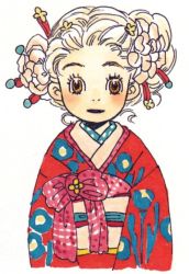Rule 34 | 00s, 1girl, blonde hair, chika umino, flower, hanamoto hagumi, honey and clover, japanese clothes, kimono, solo, umino chika