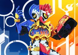 Rule 34 | 1boy, absurdres, armor, breastplate, dual rider gashat, fighter gamer level 50, highres, kamen rider, kamen rider ex-aid (series), kamen rider para-dx, knockout fighter level 50, otokamu, perfect puzzle level 50, puzzle gamer level 50, rider gashat, visor