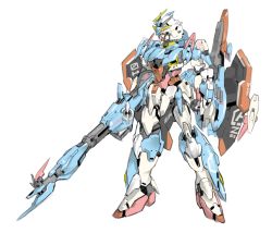 Rule 34 | absurdres, clenched hand, gun, gundam, highres, holding, holding gun, holding weapon, mecha, mecha focus, mobile suit, ni~tsu kashi, redesign, robot, science fiction, simple background, v-fin, weapon, white background, yellow eyes, zeta gundam, zeta gundam (mobile suit)