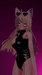 Rule 34 | 1girl, 3d, animated, ass, blonde hair, blue eyes, breasts, cleavage, covered erect nipples, highres, large breasts, long hair, solo, tagme, thighs, video, vrchat