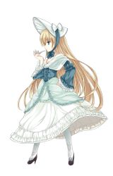 Rule 34 | 1girl, blonde hair, bonnet, dress, full body, gosick, gown, hand on own hip, hat, high heels, long hair, petticoat, smoking pipe, r-type nirvana, shoes, solo, souryuu (double dragon), very long hair, victorian, victorica de blois