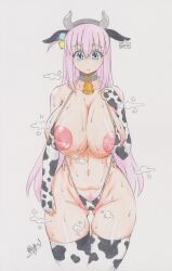Rule 34 | 1girl, absurdres, agi (gi60423540), animal costume, animal ears, animal print, bell, bikini, blue eyes, bocchi the rock!, breasts, cleavage, cow costume, cow ears, cow girl, cow horns, cow print, curvy, ear tag, elbow gloves, fake horns, female pubic hair, fingerless gloves, gloves, gotoh hitori, highleg, highleg bikini, highres, horns, inverted nipples, large areolae, large breasts, long hair, neck bell, nipples, pink hair, print bikini, pubic hair, pubic hair peek, shiny skin, signature, simple background, solo, standing, steaming body, swimsuit, thong bikini, traditional media, very long hair, wide hips