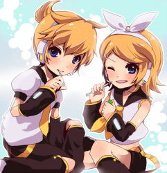 Rule 34 | 1boy, 1girl, bad id, bad pixiv id, brother and sister, kagamine len, kagamine rin, masaki (celesta), siblings, sisters, twins, vocaloid