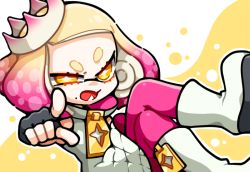 Rule 34 | + +, 1girl, bad id, bad pixiv id, black gloves, blonde hair, boots, crossed legs, dress, fang, fingerless gloves, gloves, gradient hair, index finger raised, inkling, looking at viewer, mole, mole under mouth, multicolored hair, nintendo, open mouth, pantyhose, pearl (splatoon), pink hair, pink pantyhose, sgawarananto, short hair, sleeveless, sleeveless dress, solo, splatoon (series), splatoon 2, symbol-shaped pupils, tentacle hair, two-tone hair, uneven eyes, white dress, white footwear, yellow eyes, zipper pull tab