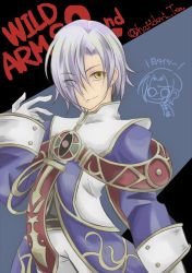 Rule 34 | 2boys, androgynous, caina (wild arms), closed mouth, glasses, gloves, grey hair, judecca ducet, looking at viewer, male focus, multiple boys, smile, wild arms, wild arms 2