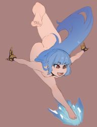 Rule 34 | 1girl, blue hair, breasts, gloves, highres, ice, kula diamond, long hair, nude, red eyes, small breasts, smile, spicy bardo, the king of fighters