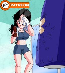 Rule 34 | breasts, dragon ball, dragonball z, highres, large breasts, pig tail, playing sports, tail, teejeedbart, videl, videl (tales)