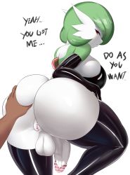 Rule 34 | absurdres, ass, ass grab, censored, creatures (company), elbow gloves, from behind, futanari, game freak, gardevoir, gen 3 pokemon, gloves, green hair, highres, looking back, nintendo, penis, pokemon, pokemon (creature), pussy, red eyes, sana!rpg, testicles, thighhighs