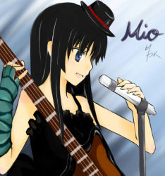 Rule 34 | 1girl, akiyama mio, b k, bass guitar, black hair, don&#039;t say &quot;lazy&quot;, hat, instrument, k-on!, long hair, microphone, mini hat, solo
