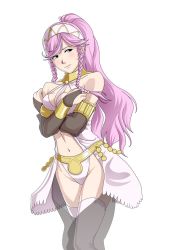 Rule 34 | 1girl, blue eyes, breasts, covering privates, covering breasts, embarrassed, female focus, fire emblem, fire emblem awakening, long hair, nintendo, olivia (fire emblem), pink hair, white background
