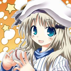 Rule 34 | baseball, blonde hair, blue eyes, hat, little busters!, long hair, noumi kudryavka, solo, sugami yuuya
