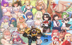 Rule 34 | 1boy, 3:, 6+girls, absurdres, acrobatic sunny, animal ears, animal print, aqua eyes, auto guard system, beach, bikini, biretta, black wyrm (last origin), blonde hair, bloody panther (last origin), blue eyes, blush, bodypaint, braid, breasts, brown hair, calista (last origin), calligraphy brush, cape, cardinal armand, cerestia of life, chibi, cleavage, closed eyes, colored inner hair, commander (last origin), cow ears, cow girl, cow print, crown braid, dancer, dark elf, dark elven forest ranger, dark skin, day, drill hair, elbow gloves, elf, elven forest maker, eyewear on head, faceless, faceless male, faucre the evil overlord, flat chest, flower, gloves, green eyes, green hair, gremlin (last origin), hair between eyes, hair flower, hair ornament, hands on own hips, harpyia (last origin), heterochromia, highres, horns, hoyo, huge breasts, io (last origin), keumran (last origin), korean clothes, large breasts, last origin, long hair, looking at viewer, magical baekto, maid, maid headdress, may of doom, medium breasts, microphone, mr alfred, multicolored hair, multiple girls, navel, night angel (last origin), no mouth, no nose, open mouth, orange hair, outdoors, paintbrush, pink hair, pointy ears, purple eyes, purple hair, red eyes, sand, short hair, silver hair, sinking, sleipnir (last origin), small breasts, smile, snow feather (last origin), spriggan (last origin), starfish, sunglasses, swimsuit, sylphid (last origin), tears, twin drills, two-tone hair, vanilla (last origin), water, wavy mouth, yellow eyes, yumi (last origin)