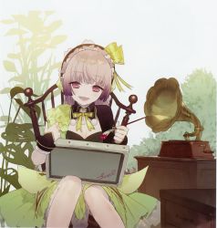 Rule 34 | 1girl, absurdres, art brush, atelier (series), atelier lydie &amp; suelle, bow, canvas (object), chair, hairband, highres, huge filesize, long hair, noco (adamas), official art, paintbrush, painting (action), palette (object), pink eyes, pink hair, scan, sitting, suelle marlen