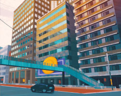 Rule 34 | bridge, building, car, city, commentary, creatures (company), day, english commentary, game freak, highres, motor vehicle, nintendo, outdoors, people, poke ball symbol, pokemon, power lines, road, saffron city, sidewalk, sign, simone mandl, sky, skyscraper, stairs, utility pole