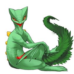 Rule 34 | andrea botiller, colored skin, creature, creatures (company), full body, game freak, gen 3 pokemon, green skin, looking at viewer, nintendo, no humans, pokemon, pokemon (creature), realistic, sceptile, sitting, solo, transparent background