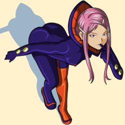 Rule 34 | 00s, 1girl, anemone (eureka seven), ass, bent over, eureka seven, eureka seven (series), hair ornament, hairclip, long hair, nike (0306), pink eyes, pink hair, solo