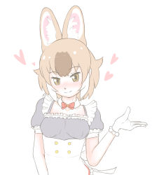 Rule 34 | 1girl, alternate costume, animal ears, black dress, breasts, brown eyes, brown hair, commentary, dhole (kemono friends), dog ears, dog girl, dog tail, dress, english commentary, enmaided, frills, heart, kemono friends, kemono friends 3, looking at viewer, maid, medium breasts, nokemono-san (bocchi friend), puffy short sleeves, puffy sleeves, short sleeves, skirt, solo, tail, victorian maid
