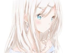 Rule 34 | 1girl, bad id, bad pixiv id, blue eyes, collarbone, earrings, hair ornament, hairclip, hiro (hirohiro31), jewelry, long hair, looking at viewer, necklace, original, silver hair, simple background, sketch, solo, white background