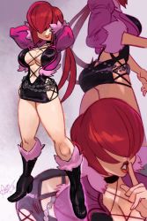 Rule 34 | 1girl, alex ahad, ass, breasts, cleavage, highres, large breasts, long hair, red hair, shermie (kof), smile, snk, the king of fighters, the king of fighters xv