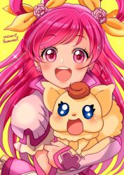 Rule 34 | 1girl, butterfly earrings, coco (yes! precure 5), commentary request, cure dream, earrings, hair rings, jewelry, long hair, magical girl, open mouth, pink eyes, pink hair, precure, ramune02, smile, solo, two side up, yes! precure 5, yes! precure 5 gogo!, yumehara nozomi
