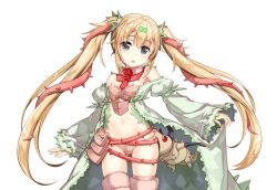 Rule 34 | 1girl, armor, ass biting, bikini armor, biting, black eyes, blonde hair, blush, boots, breasts, chibi, dengeki g&#039;s, flower, fur-trimmed boots, fur trim, green jacket, gudon, horns, jacket, leaf, long hair, long sleeves, looking at viewer, midriff, monster, navel, necktie, open clothes, open jacket, open mouth, personification, pink armor, pink footwear, pink thighhighs, plant, red eyes, red neckwear, return of ultraman, rose, small breasts, standing, tail, thigh boots, thighhighs, thorns, tsuburaya productions, twin tail (ultra series), twintails, ultra kaijuu gijinka keikaku, ultra series, vines, white background