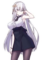 Rule 34 | 1girl, anastasia (fate), blue eyes, blush, breasts, elfenlied22, fate/grand order, fate (series), grey pantyhose, hair over one eye, hairband, large breasts, long hair, looking at viewer, pantyhose, silver hair, solo, thighs, very long hair