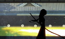 Rule 34 | 10s, 1girl, archery, archery dojo, architecture, arrow (projectile), bow (weapon), dappled sunlight, grass, hakama, hakama skirt, holding, holding bow (weapon), holding weapon, hyogonosuke, japanese clothes, kyuudou, leaf, long hair, love live!, love live! school idol project, low-tied long hair, no lineart, outdoors, shadow, silhouette, skirt, solo, sonoda umi, standing, sunlight, target, weapon, wind