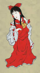 Rule 34 | 1girl, female focus, fine art parody, hakurei reimu, nihonga, norio minami, parody, solo, touhou, ukiyo-e