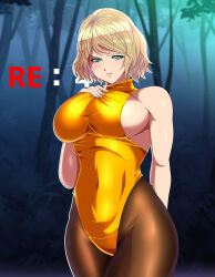 Rule 34 | 1girl, ashley graham, blonde hair, breasts, forest, highres, large breasts, nature, resident evil, resident evil 4, solo
