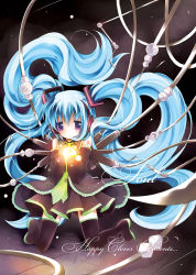 Rule 34 | 1girl, blue hair, cable, catbell, hatsune miku, kneeling, long hair, purple eyes, solo, thighhighs, twintails, very long hair, vocaloid
