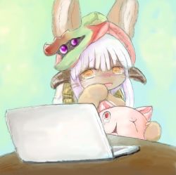 Rule 34 | 10s, artist request, brown eyes, furry, long hair, made in abyss, mitty (made in abyss), nanachi (made in abyss), open mouth, white hair