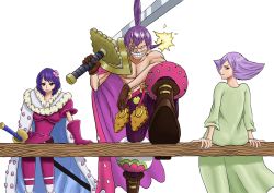 Rule 34 | 1boy, 2girls, brother and sister, charlotte angel, charlotte cracker, charlotte custard, highres, multiple girls, one piece, purple hair, siblings, smile