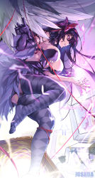 Rule 34 | 2girls, absurdres, akemi homura, akuma homura, alternate breast size, arm strap, artist name, bow, breasts, cleavage, commentary request, elbow gloves, electricity, faceless, faceless female, feathered wings, floating, floating object, full body, gloves, hair ornament, highres, joshua (tubie), kaname madoka, large breasts, large wings, leotard, long hair, mahou shoujo madoka magica, mahou shoujo madoka magica: hangyaku no monogatari, multiple girls, nail polish, no shoes, pink bow, pink eyes, pink hair, plug, pointy nose, portal (object), purple hair, purple leotard, purple nails, purple thighhighs, red ribbon, ribbon, screen, short sleeves, single elbow glove, soles, solo focus, standing, standing on one leg, strapless, strapless leotard, television, thighhighs, thighs, torn clothes, ultimate madoka, wings