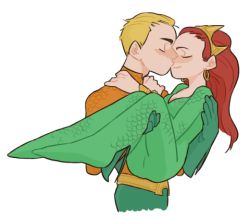 Rule 34 | 1boy, 1girl, aqua man, aquaman (series), armor, blonde hair, bodysuit, carrying, couple, crown, dc comics, husband and wife, king, lowres, mera, princess carry, queen, red hair, scale armor