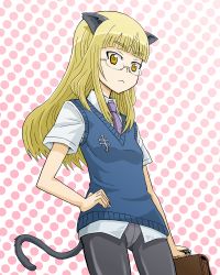 Rule 34 | 00s, 1girl, animal ears, blonde hair, crotch seam, glasses, ishioto, pantyhose, perrine h. clostermann, school uniform, solo, strike witches, world witches series