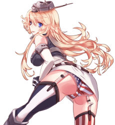 Rule 34 | 10s, 1girl, :p, american flag, american flag legwear, american flag panties, american flag print, ass, bad id, bad pixiv id, bare shoulders, belt, blonde hair, blue eyes, breasts, elbow gloves, flag print, garter straps, gloves, headgear, highres, iowa (kancolle), kantai collection, large breasts, long hair, lya nko, miniskirt, panties, print panties, skirt, solo, star-shaped pupils, star (symbol), symbol-shaped pupils, thighhighs, tongue, tongue out, underwear
