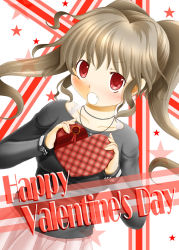 Rule 34 | 1girl, blush, happy valentine, heart, highres, long hair, nashigami tsubute, original, red eyes, solo, valentine