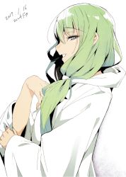 Rule 34 | 1boy, 2017, androgynous, blue eyes, dated, enkidu (fate), fate/grand order, fate/strange fake, fate (series), green eyes, green hair, kamaboko (ossann0125), long hair, looking at viewer, male focus, simple background, solo, white background