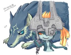 Rule 34 | anma, blue eyes, fang, helmet, link, wolf link, midna, nintendo, pointy ears, red eyes, smile, the legend of zelda, the legend of zelda: twilight princess, wolf