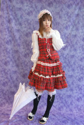 Rule 34 | bonnet, character request, cosplay, dress, kirishiro tsukimi, lace, photo (medium), source request, thighhighs, umbrella