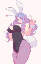 Rule 34 | 1girl, alternate costume, animal ears, backless leotard, black leotard, breasts, camilla (fire emblem), fake animal ears, fake tail, fire emblem, fire emblem fates, hair over one eye, heart, heart-shaped pupils, highres, large breasts, leotard, long hair, looking at viewer, nintendo, open mouth, pantyhose, playboy bunny, purple eyes, purple hair, rabbit ears, rabbit tail, raydango, signature, smile, solo, symbol-shaped pupils, tail, watermark, wavy hair, white background, wrist cuffs