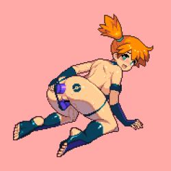 Rule 34 | armpits, ass, ass tattoo, asymmetrical hair, blue eyes, blush, creatures (company), game freak, hand on ass, huge ass, legs, misty (pokemon), nintendo, one-piece swimsuit, orange hair, pokemon, pokemon: the electric tale of pikachu, ponytail, pussy, red hair, side ponytail, slingshot swimsuit, swimsuit, tattoo, thick thighs, thighs, yumura kino