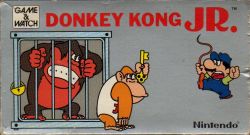 Rule 34 | 1980s (style), 3boys, angry, black hair, blue headwear, blue overalls, cage, clenched teeth, company name, copyright name, donkey kong, donkey kong (series), donkey kong jr., donkey kong jr. (game), eye contact, facial hair, full body, game &amp; watch, green shirt, grey background, in cage, jumping, key, lock, looking at another, mario, mario (series), multiple boys, mustache, nintendo, official art, oldschool, overalls, red footwear, retro artstyle, shirt, simple background, standing, teeth, whip