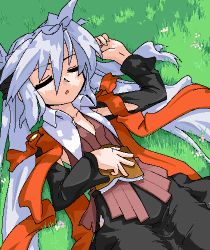 Rule 34 | book, closed eyes, lowres, mof, mof&#039;s silver haired twintailed girl, oekaki, original, sleeping, solo