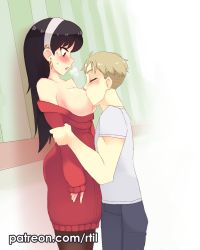 Rule 34 | 1boy, 1girl, blush, breast sucking, breasts, breasts out, no bra, rtil, spy x family, sweater, tagme, twilight (spy x family), yor briar