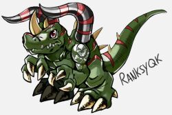 Rule 34 | 1other, digimon, digimon (creature), highres, horns, other focus, skull, solo, tail, tuskmon