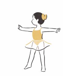 Rule 34 | . ., 1girl, :|, animated, animated gif, athletic leotard, ballerina, ballet, bare arms, bare legs, black hair, bow, closed mouth, dancing, dot nose, facing away, flat chest, from behind, from side, full body, hair bow, hirasawa minami, leg up, leotard, looking ahead, looping animation, miniskirt, original, outstretched arms, profile, see-through, see-through skirt, simple background, skirt, sleeveless, solo, spinning, spread arms, standing, white background, yellow bow, yellow leotard